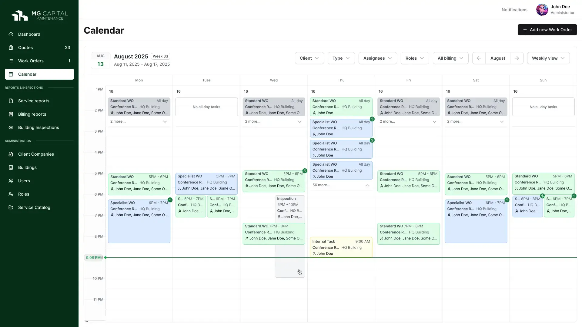 Calendar weekly